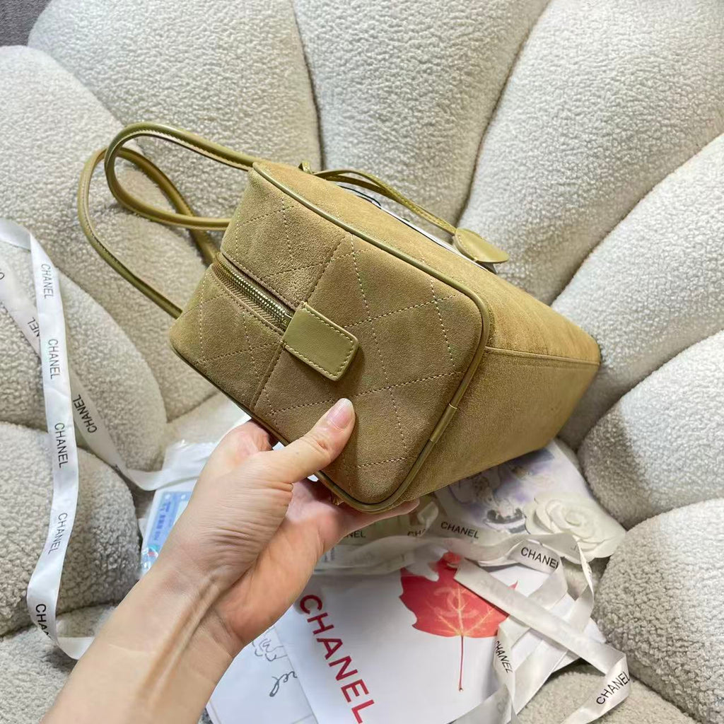 C*C Large Bowling Bag 35.5cm Dark Beige Calfskin