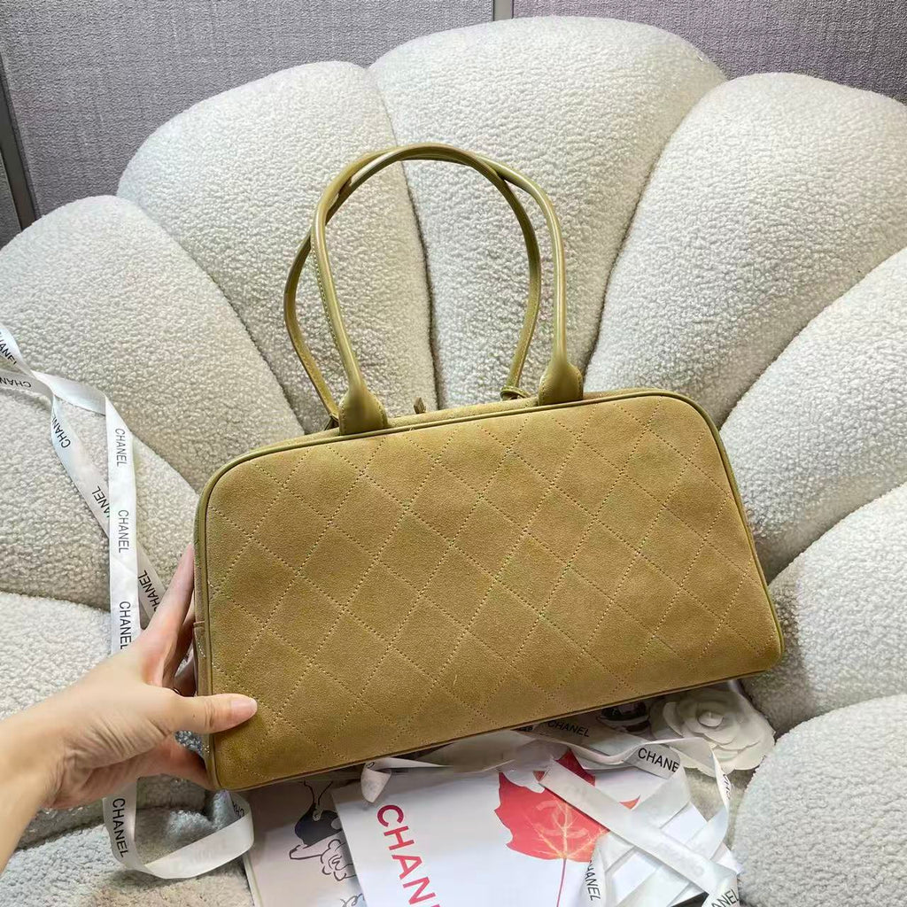 C*C Large Bowling Bag 35.5cm Dark Beige Calfskin