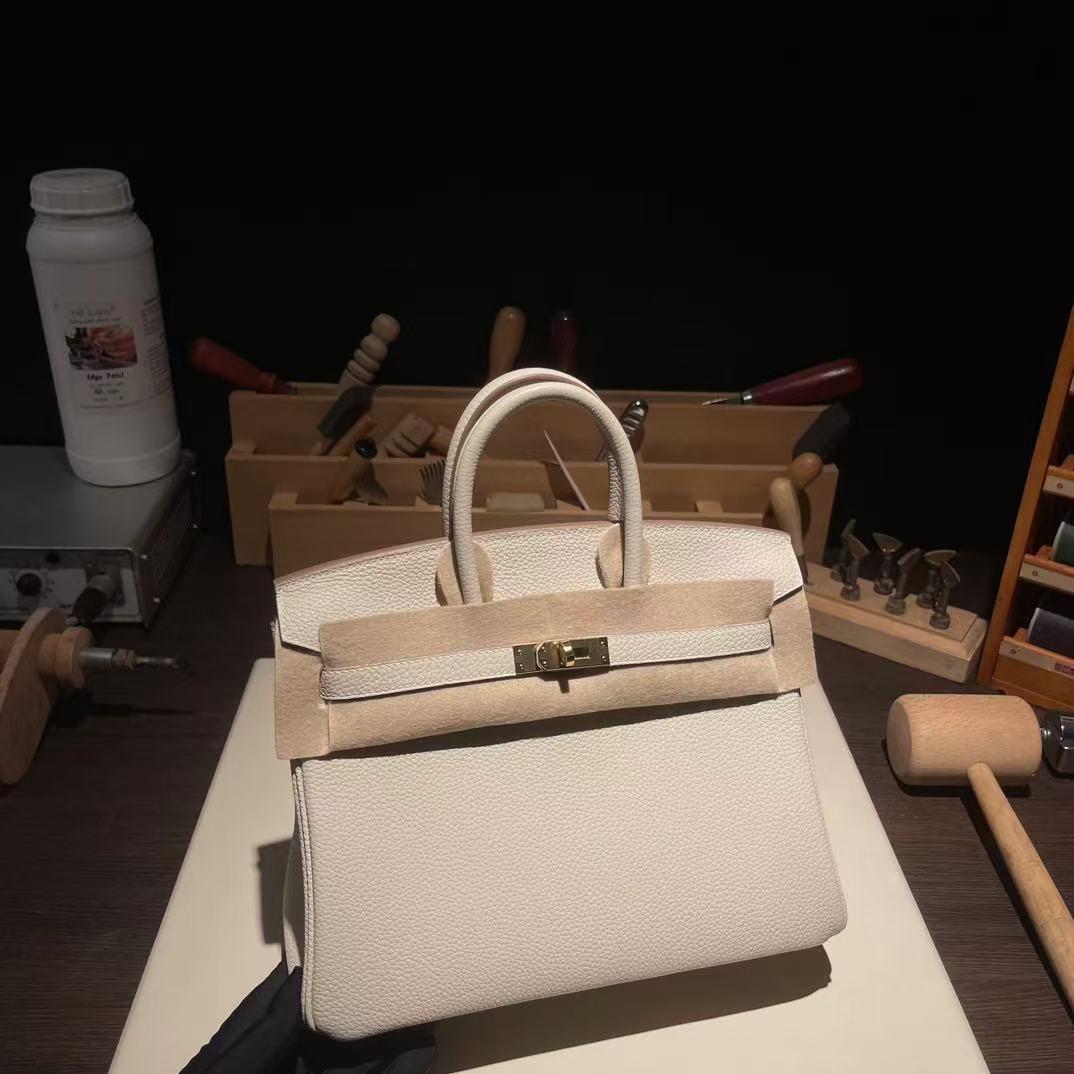 H*M Birkin 25cm White Togo Leather Gold Hardware Best Version