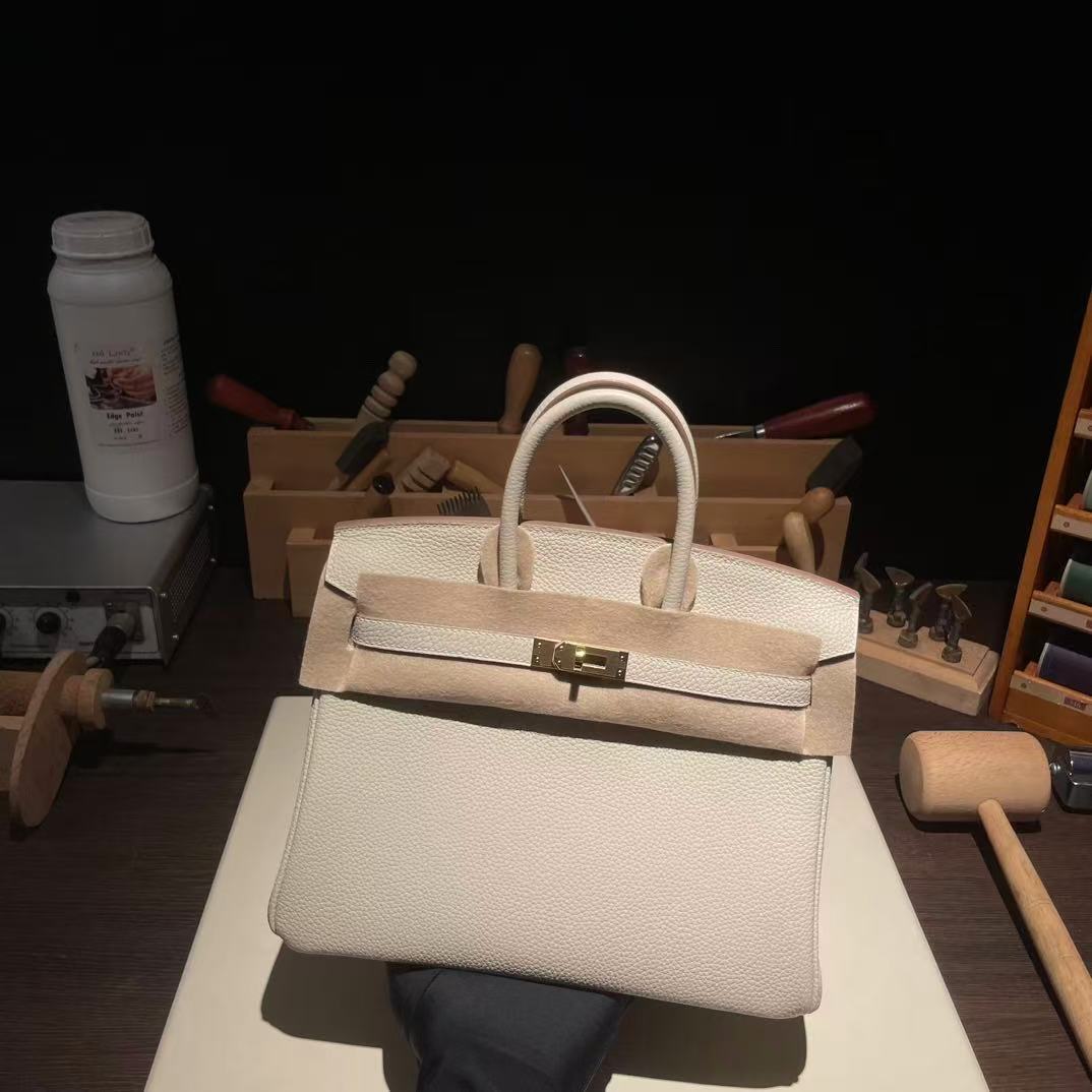 H*M Birkin 25cm White Togo Leather Gold Hardware Best Version