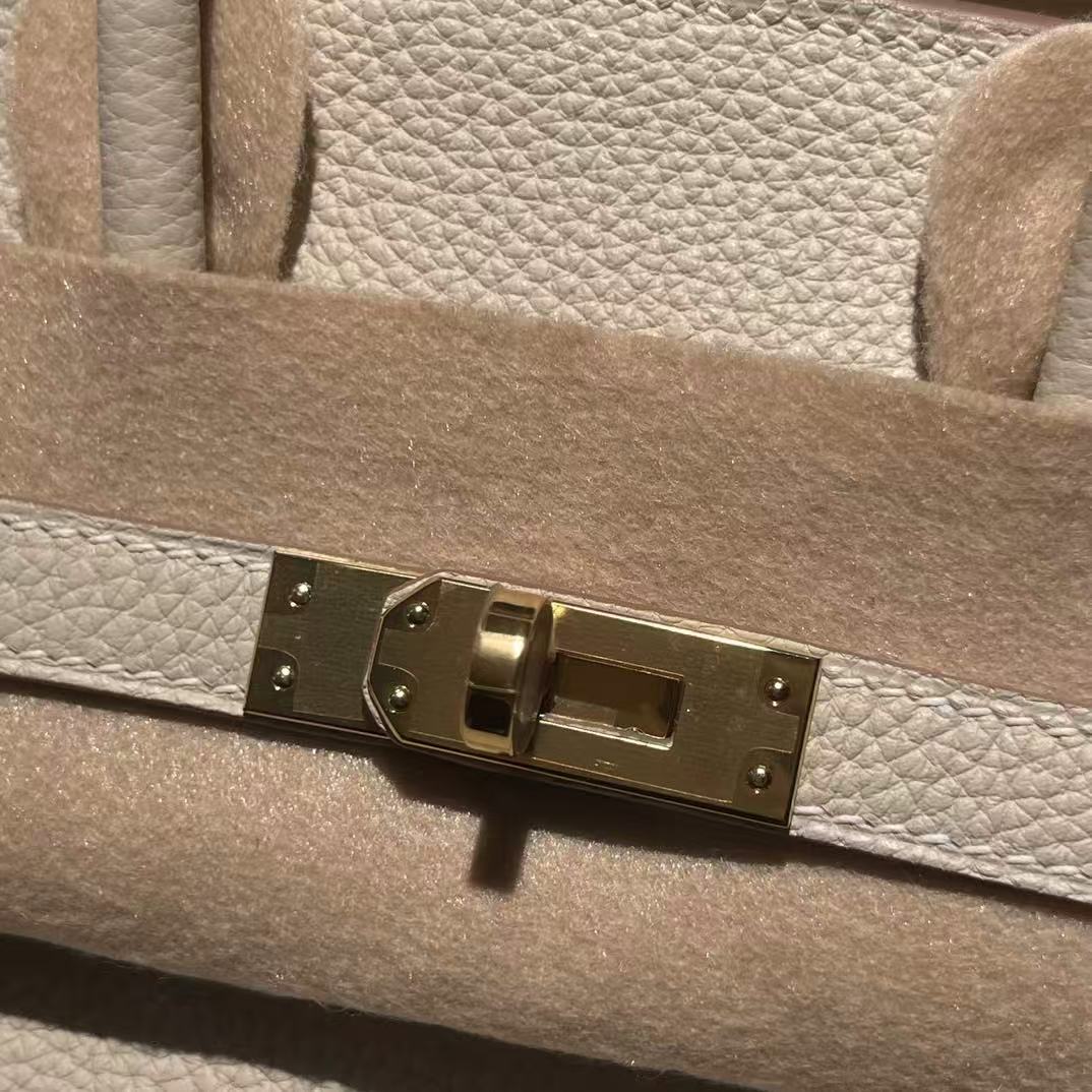 H*M Birkin 25cm White Togo Leather Gold Hardware Best Version