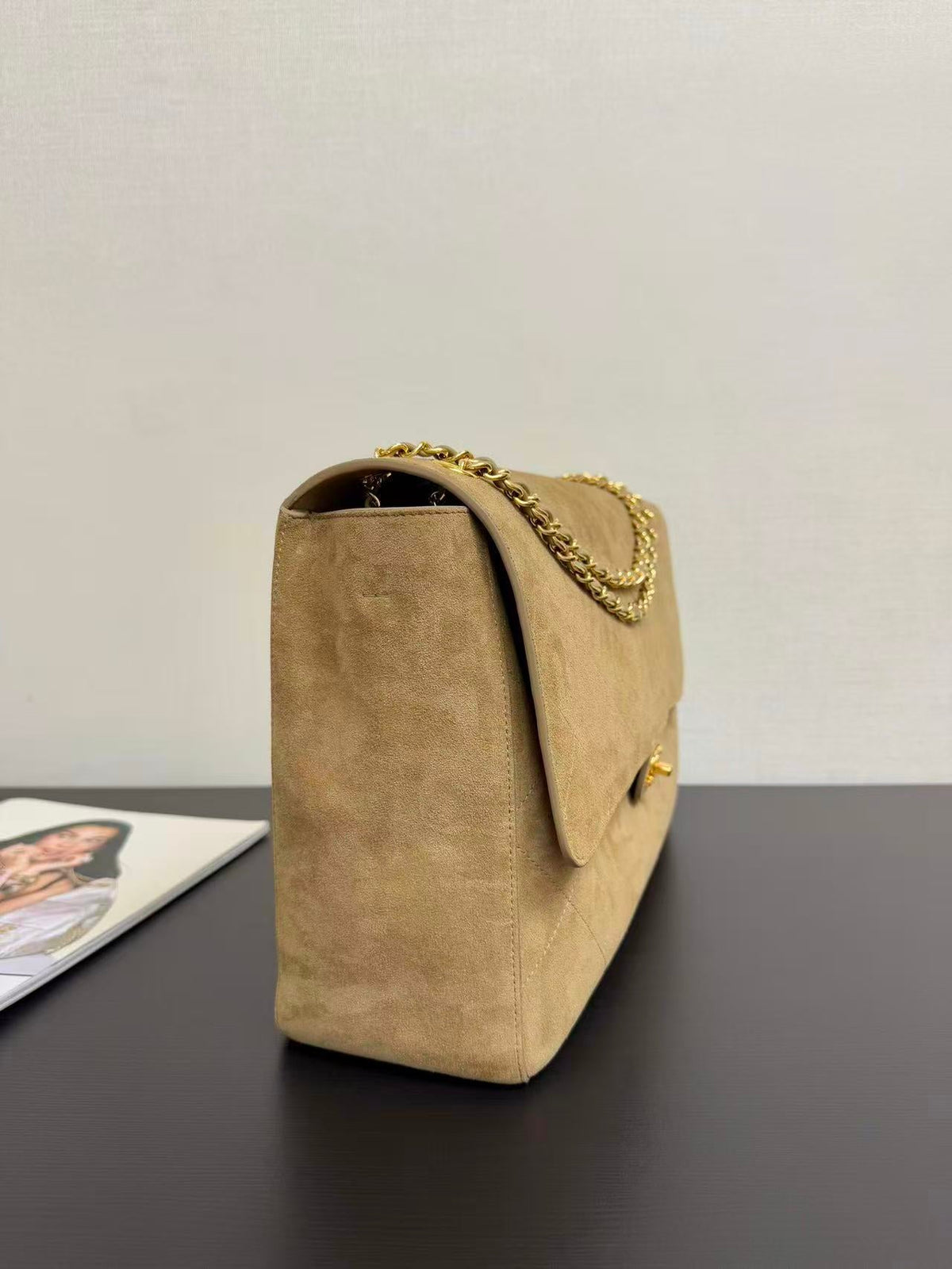 Ch*nel Flap Bag Suede Leather