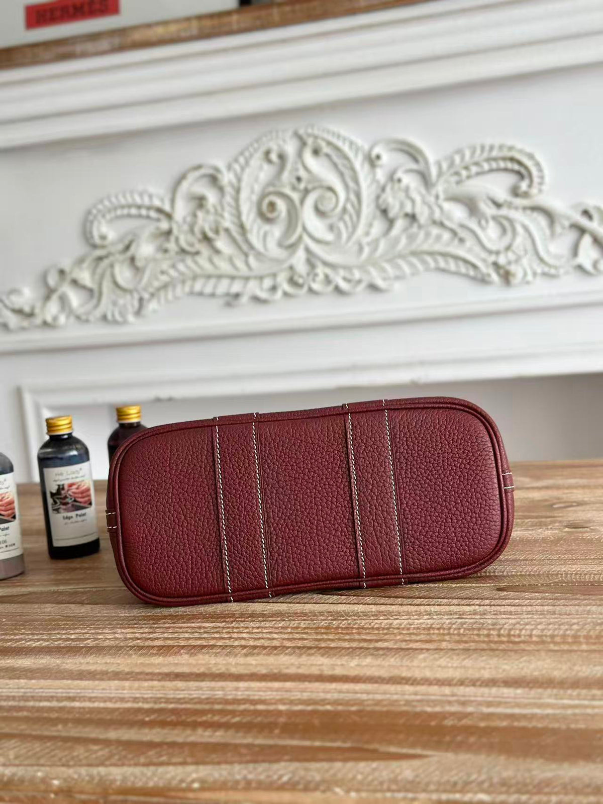 H*M Garden Party Bag 23cm Burgundy Calfskin