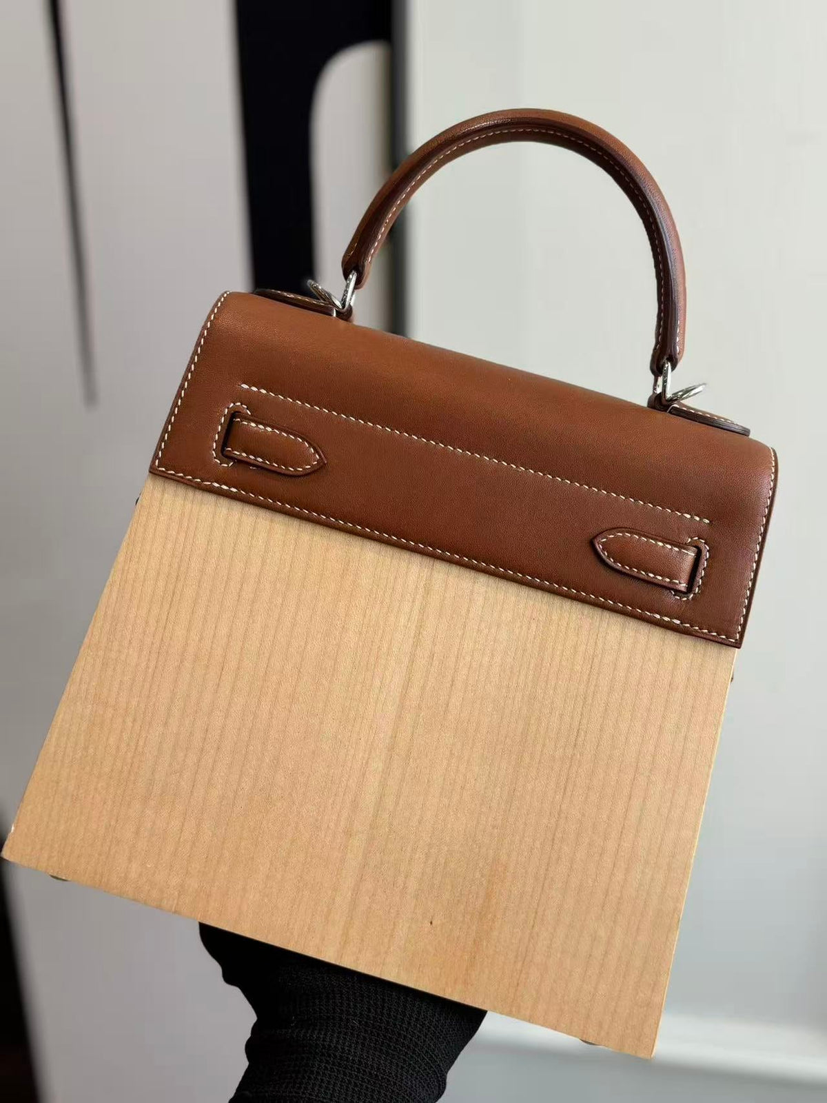 H*M Kellywood Perspective Cavalière Bag 22cm Multicolor Togo Epsom Wood