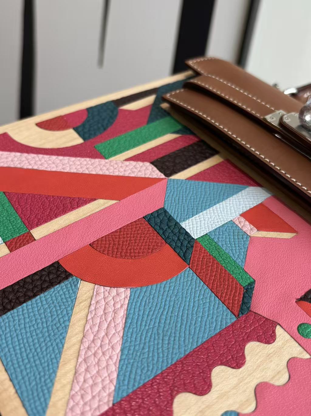 H*M Kellywood Perspective Cavalière Bag 22cm Multicolor Togo Epsom Wood