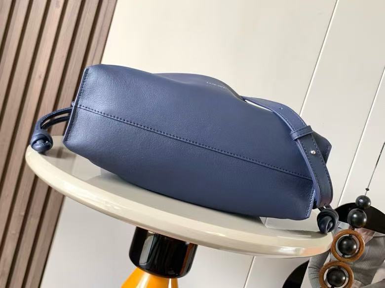 L*ew Medium Flamenco Clutch 30cm Dark Blue Nappa Leather