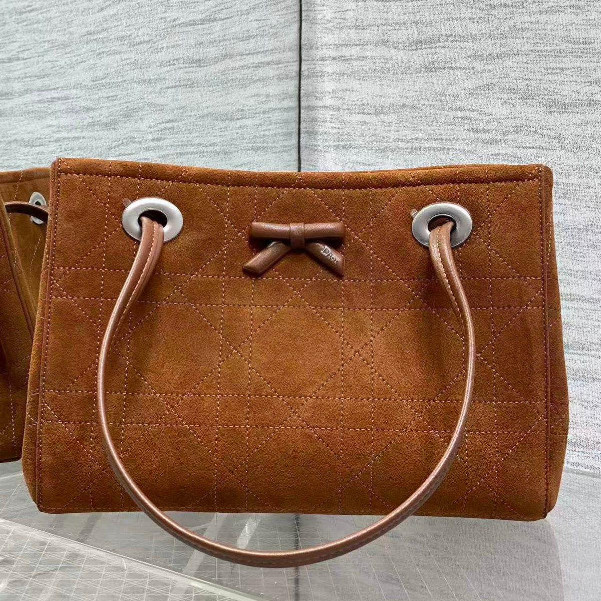 C*D Promenade Shopping Bag 27cm Brown Suede