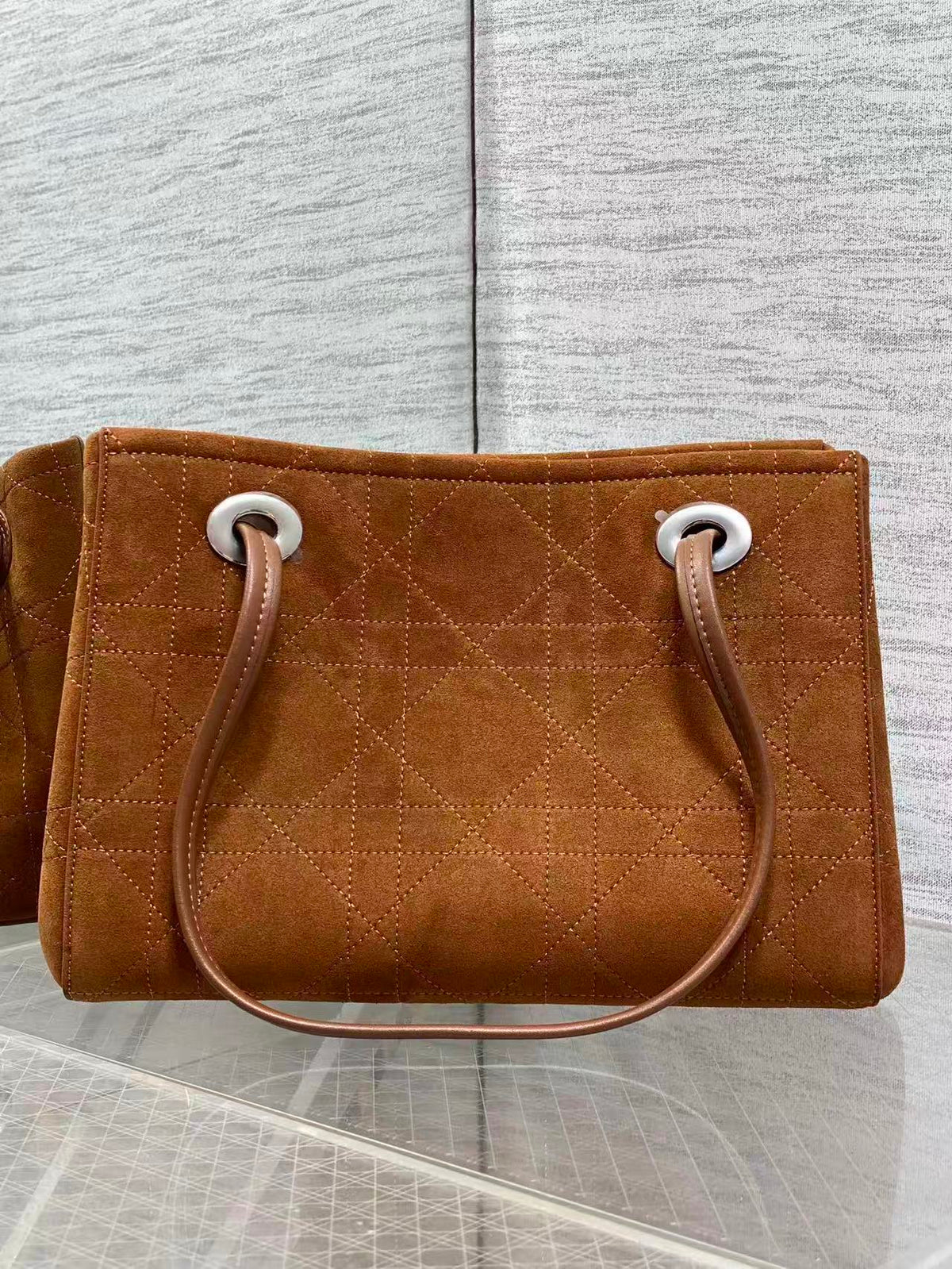 C*D Promenade Shopping Bag 27cm Brown Suede