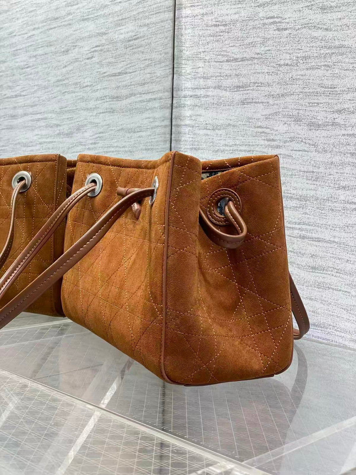 C*D Promenade Shopping Bag 27cm Brown Suede