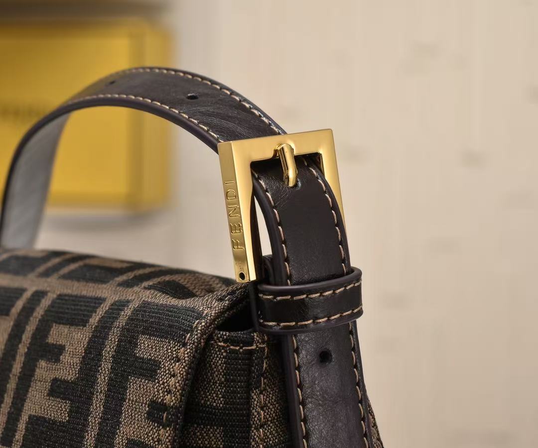 F*F Baguette Large Bag 29cm Tobacco Jacquard Fabric