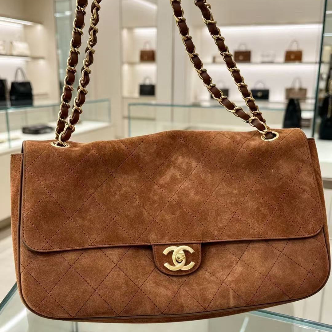 C*C Souplissimo Flap Handbag Suede Calfskin