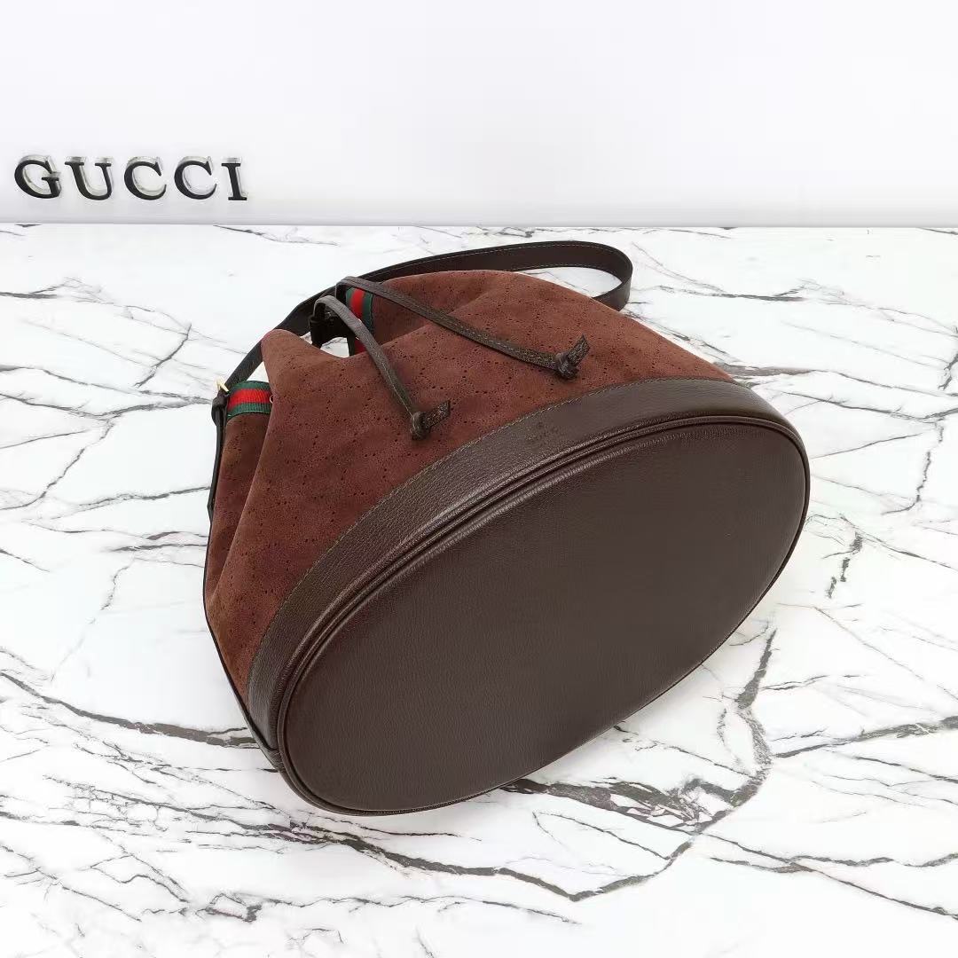 G*G Venice Bucket Bag 33cm Dark Brown Suede