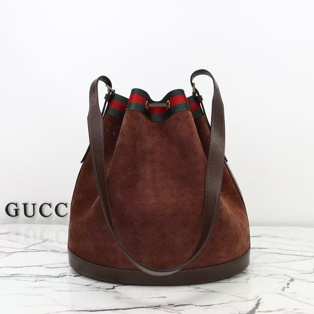 G*G Venice Bucket Bag 33cm Dark Brown Suede