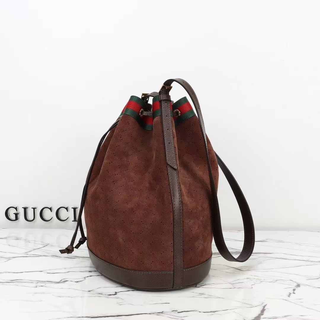 G*G Venice Bucket Bag 33cm Dark Brown Suede
