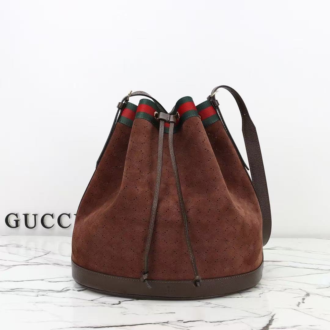G*G Venice Bucket Bag 33cm Dark Brown Suede