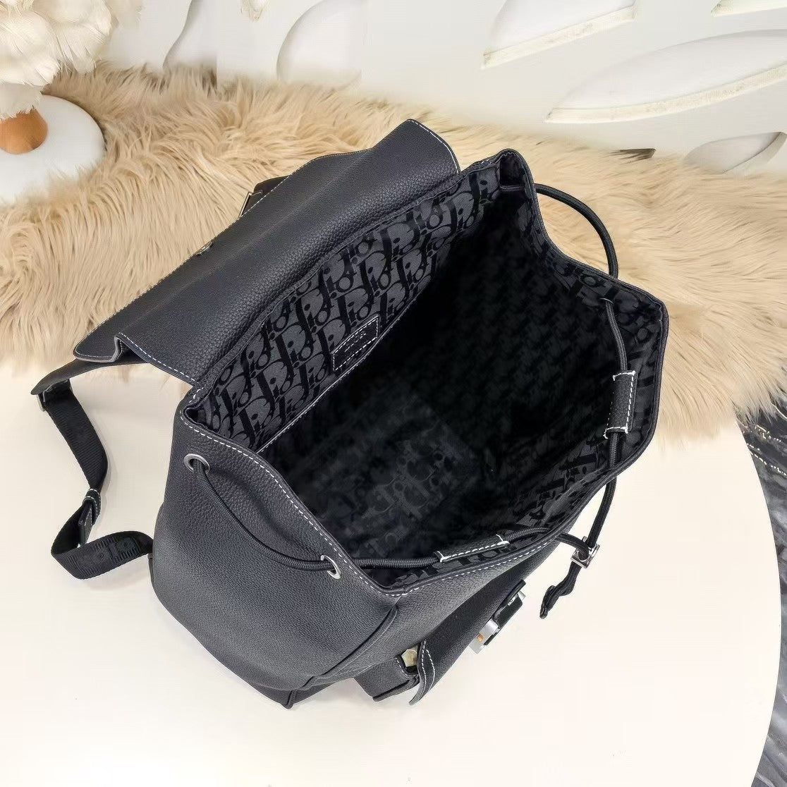 C*D Saddle Backpack 40cm Black Calfskin