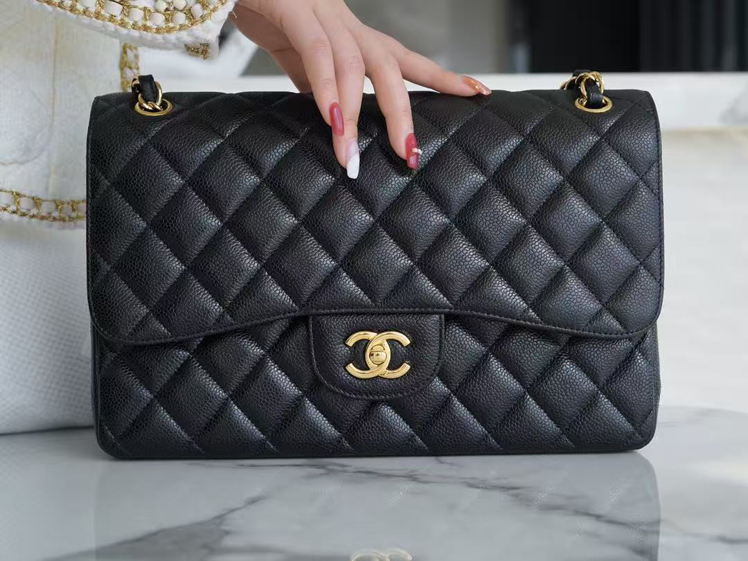 C*C Flap Bag Caviar Leather Gold Tone Hardware