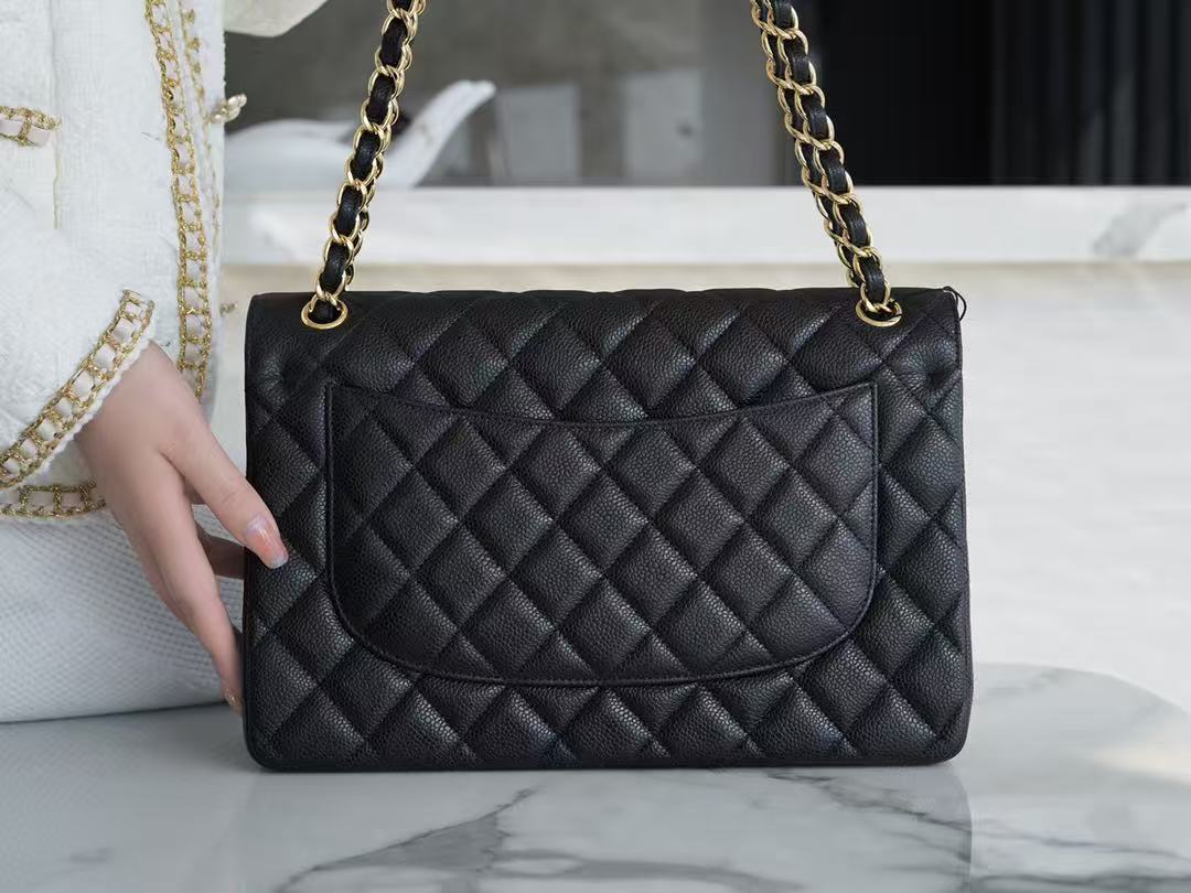C*C Flap Bag Caviar Leather Gold Tone Hardware