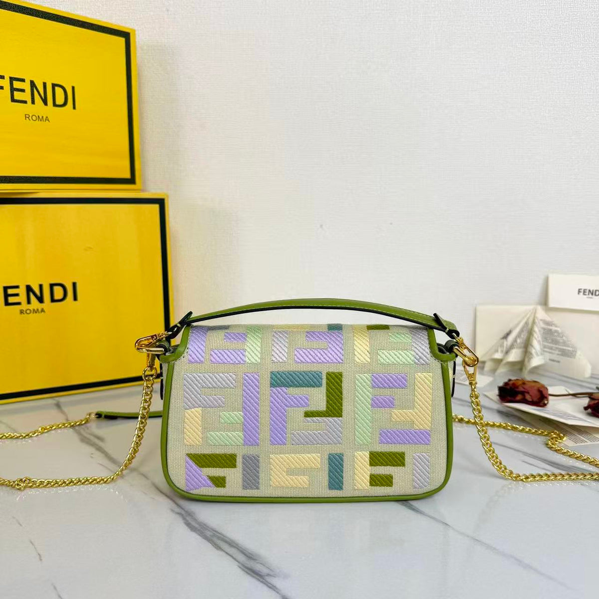 F*F Baguette Mini Bag 19cm Multicolor Canvas