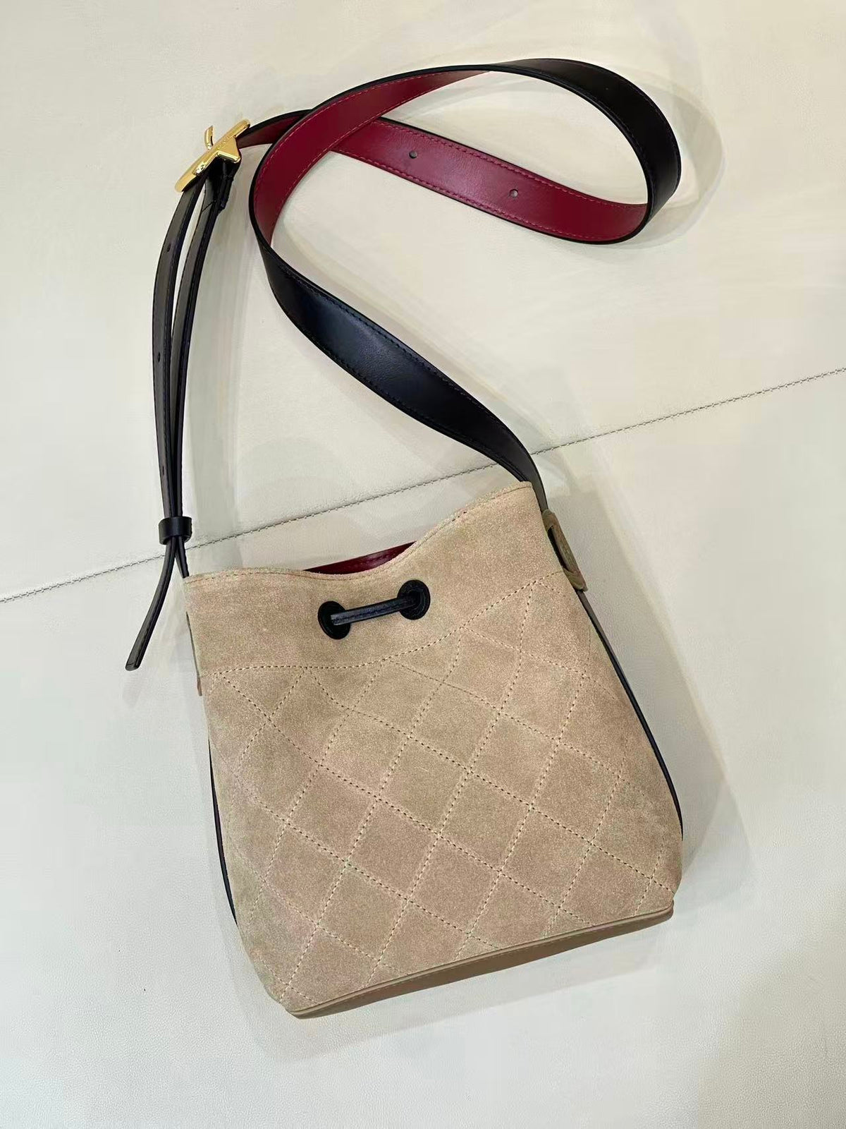 C*C 26FW Bucket Bag 19cm Dark Beige Suede Calfskin