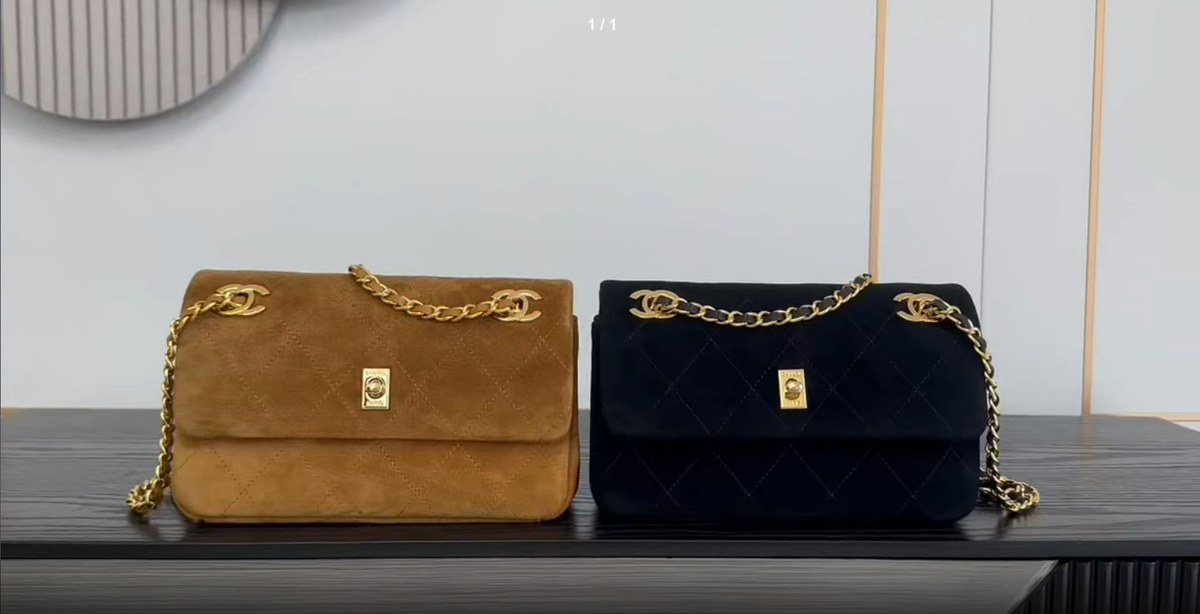 C*C 26A Quilted Flap Shoulder Bag Suede