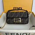 F*ndi Baguette Mini F*F Bag Brown Jacquard Fabric