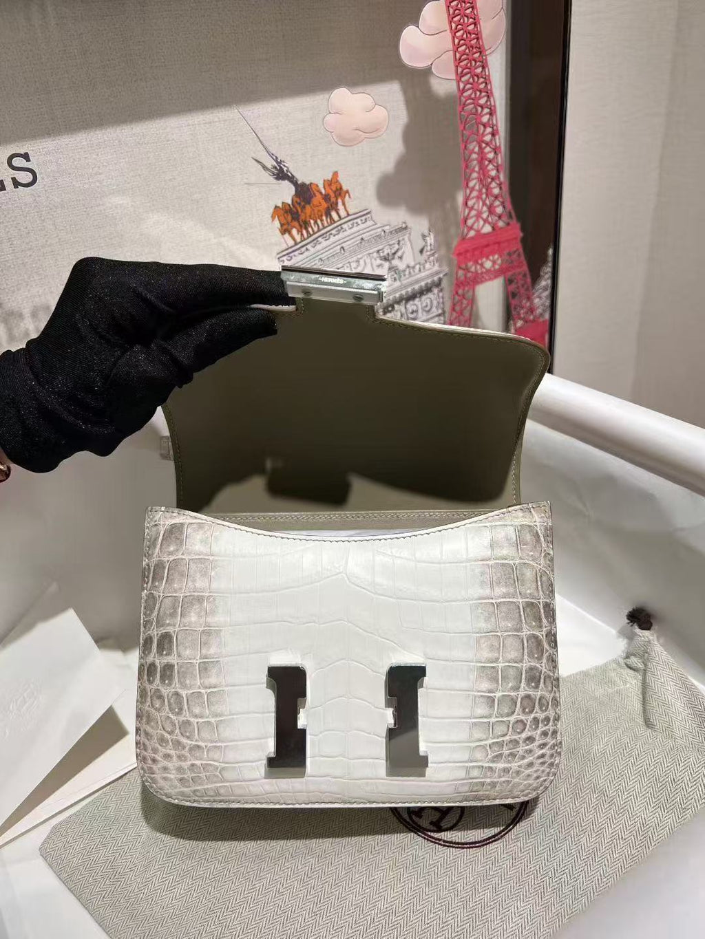 H*M Constance Bag 18cm Himalaya Crocodile Leather (15 days production)