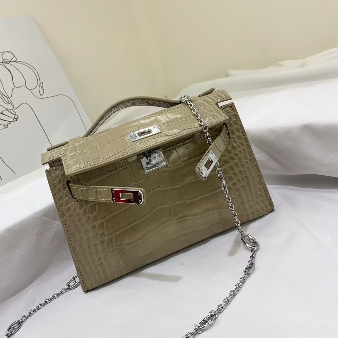 H*M Kelly Gris Tourterelle Crocodile Leather ( day production)
