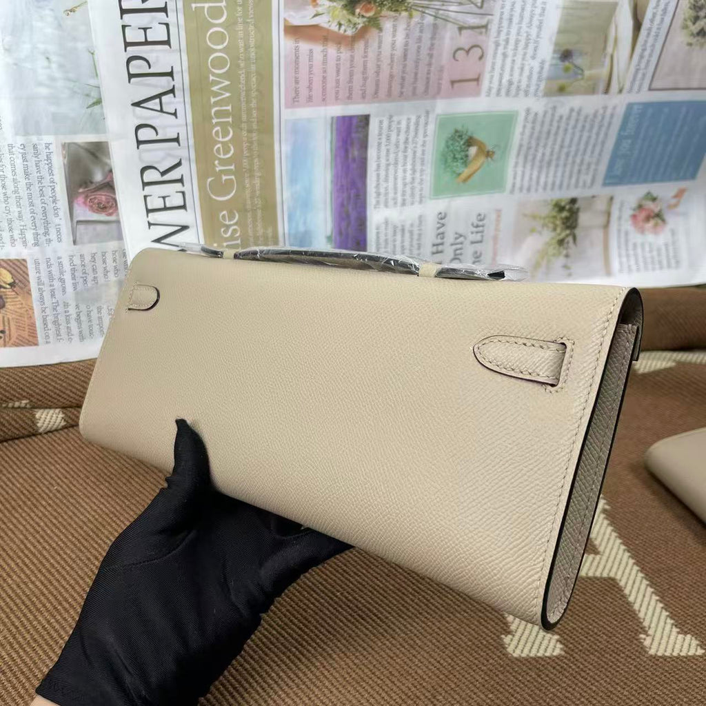 H*M Kelly Cut 31 Crimson Beige Epsom Leather Gold Hardware
