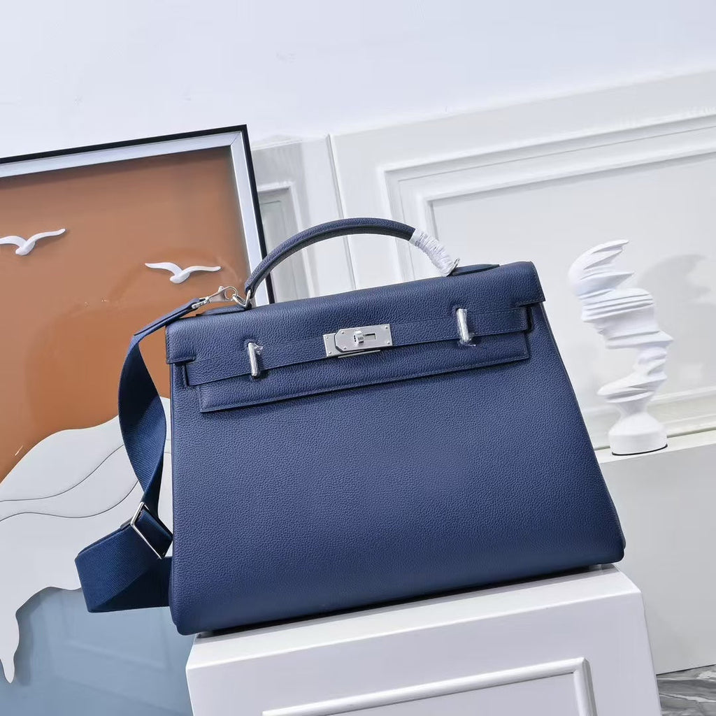 H*M Kelly 42cm For Men Navy Blue Togo Leather Sliver Hardware (Need 25 days to produce)
