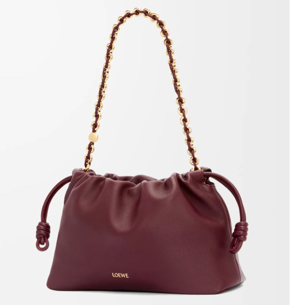 L*ew Medium Flamenco Bag 30cm Dark Burgundy Lambskin