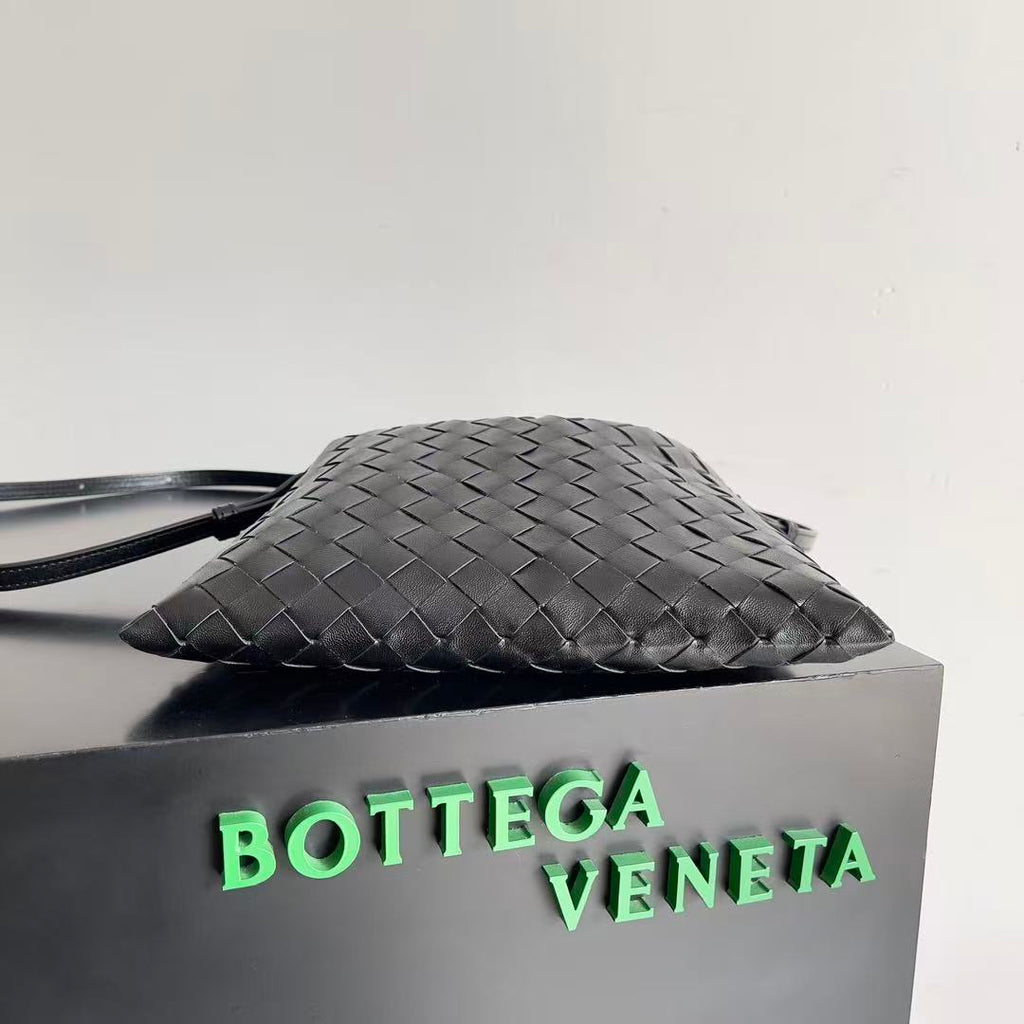 B*V Mini Hop Hobo Bag Black Intrecciato Calfskin