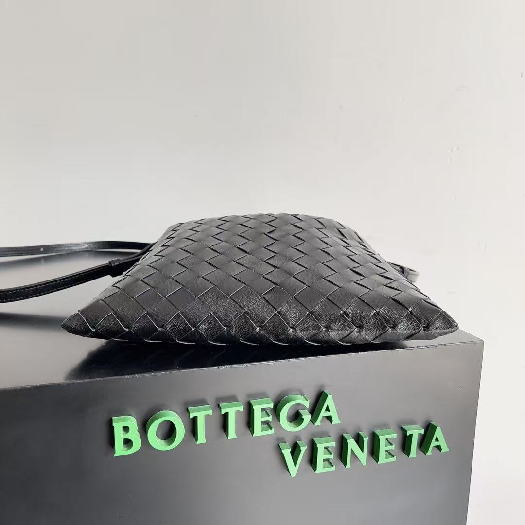 B*V Mini Hop Hobo Bag Black Intrecciato Calfskin