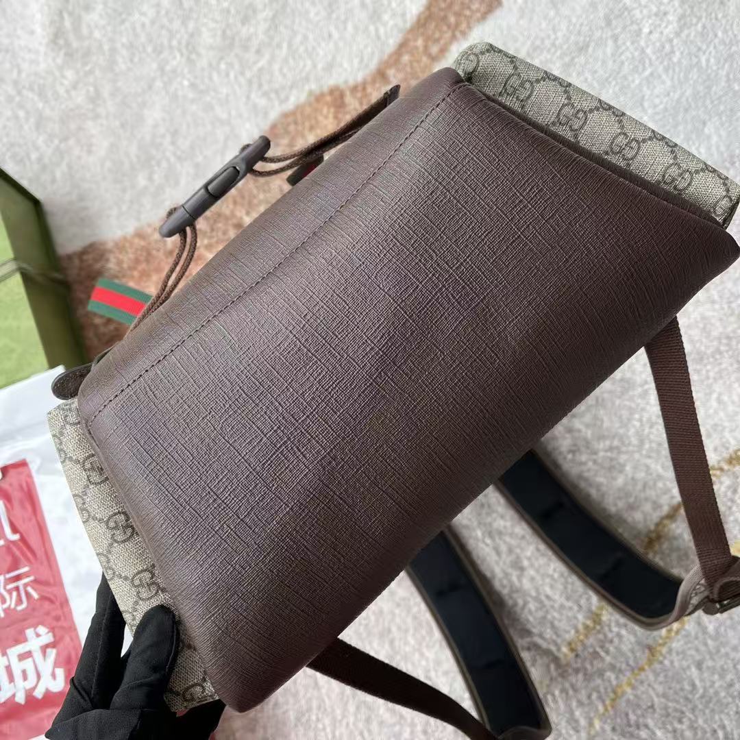 G*G Supreme Skateboard Backpack Brown Beige Leather Canvas