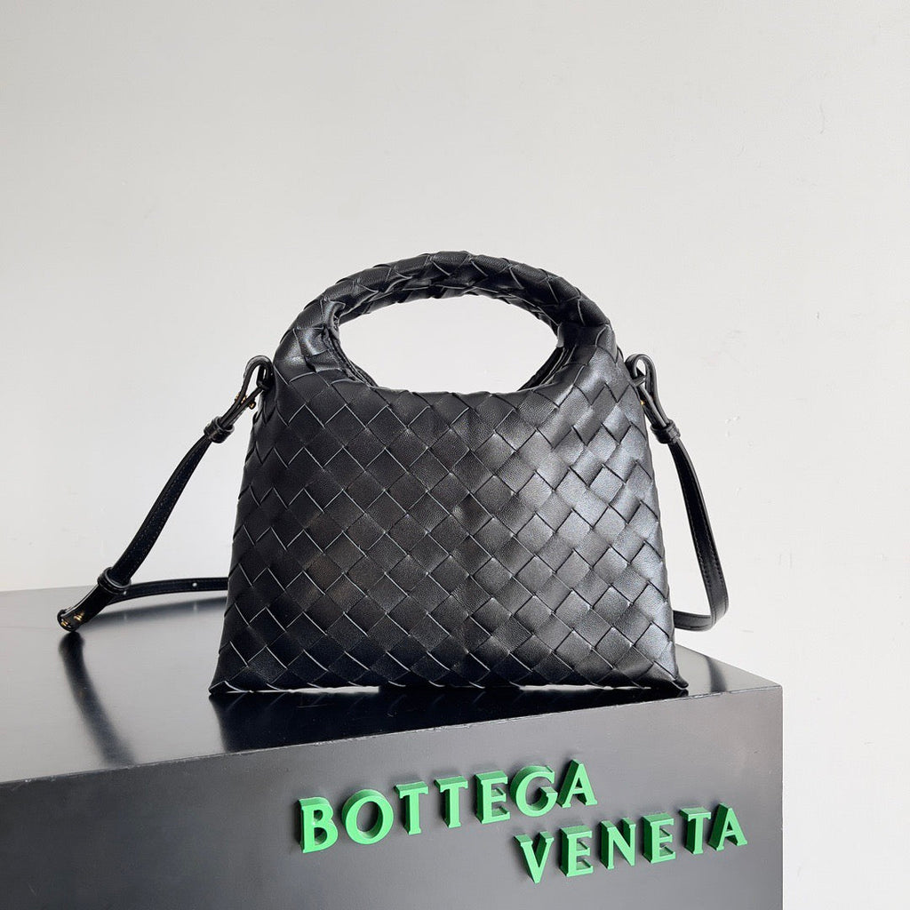 B*V Mini Hop Hobo Bag Black Intrecciato Calfskin