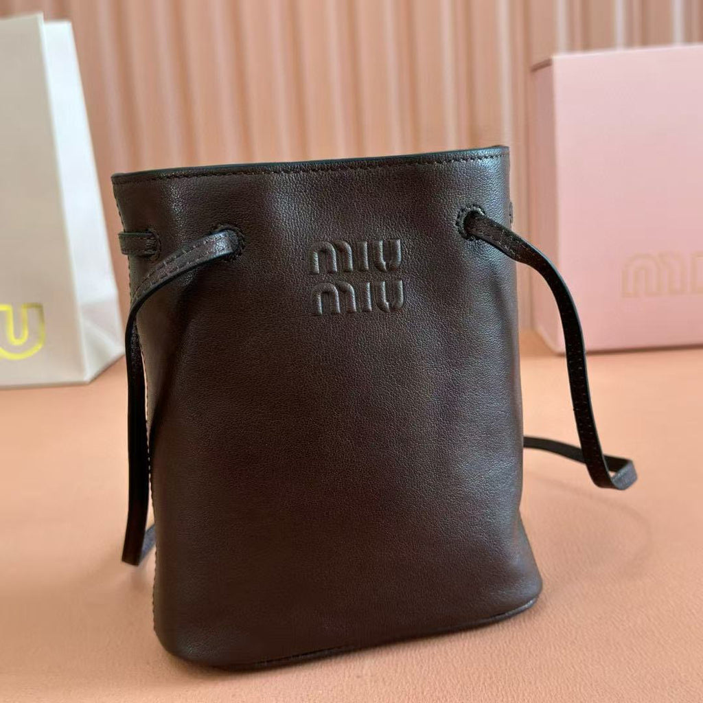 M*u Bucket Bag 14cm Coffee Grain Leather