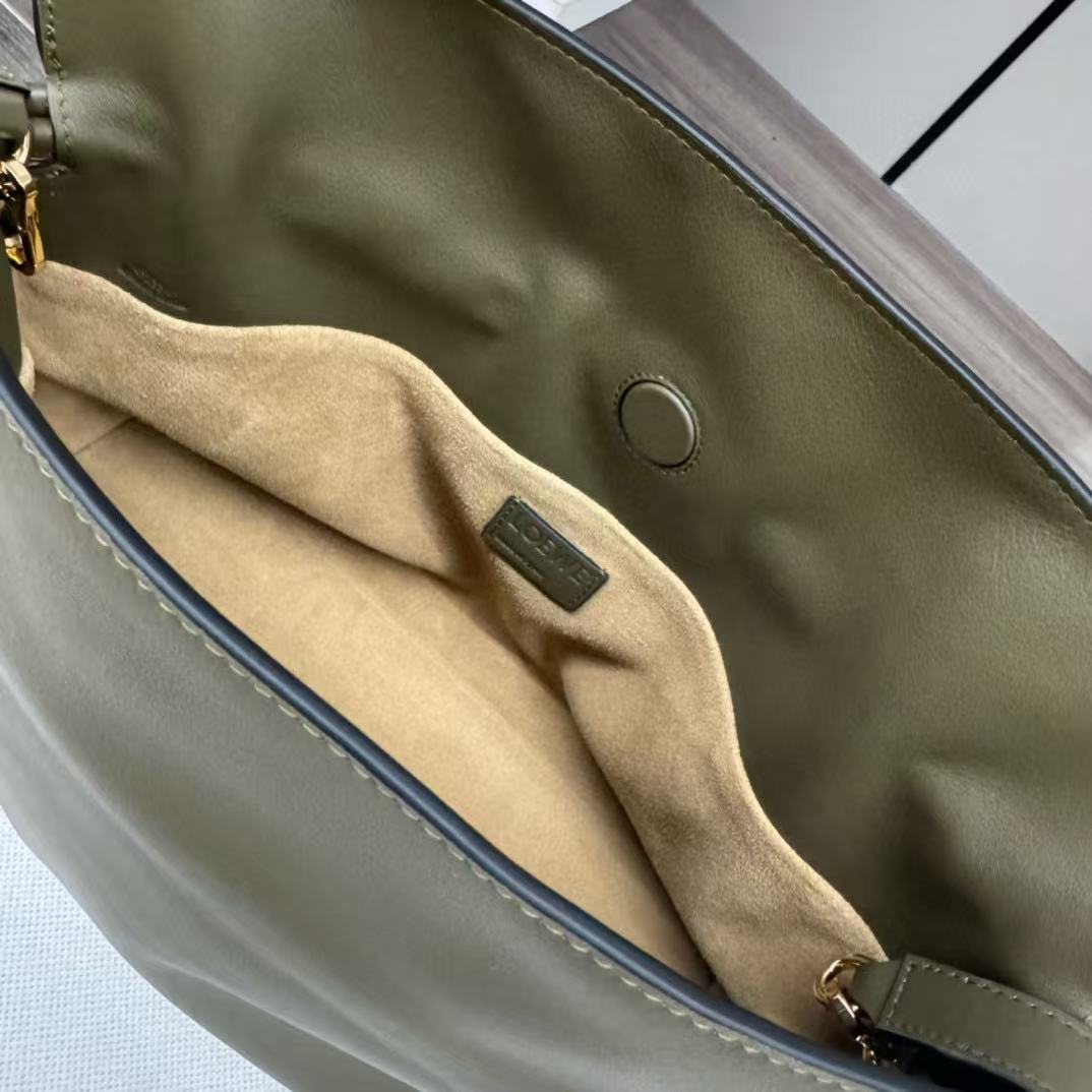 L*ewe Flamenco Lucky Bag 30 Eucalyptus Olive Green Nappa Lambskin