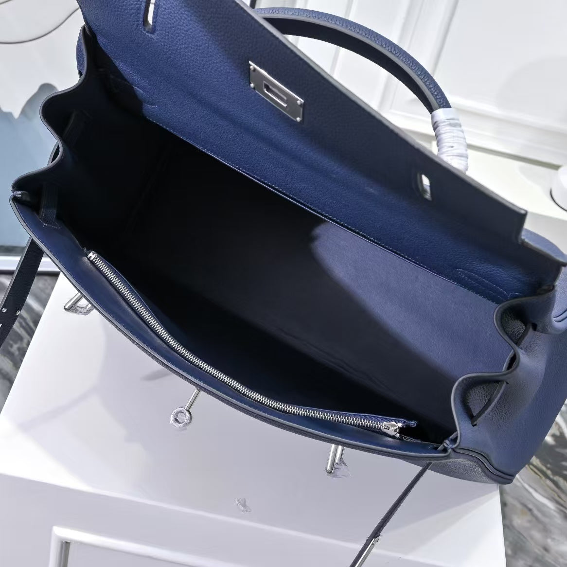 H*M Kelly 42cm For Men Navy Blue Togo Leather Sliver Hardware (Need 25 days to produce)