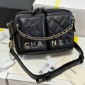 C*C 22C Early Spring Crossbody Bags Black Lambskin