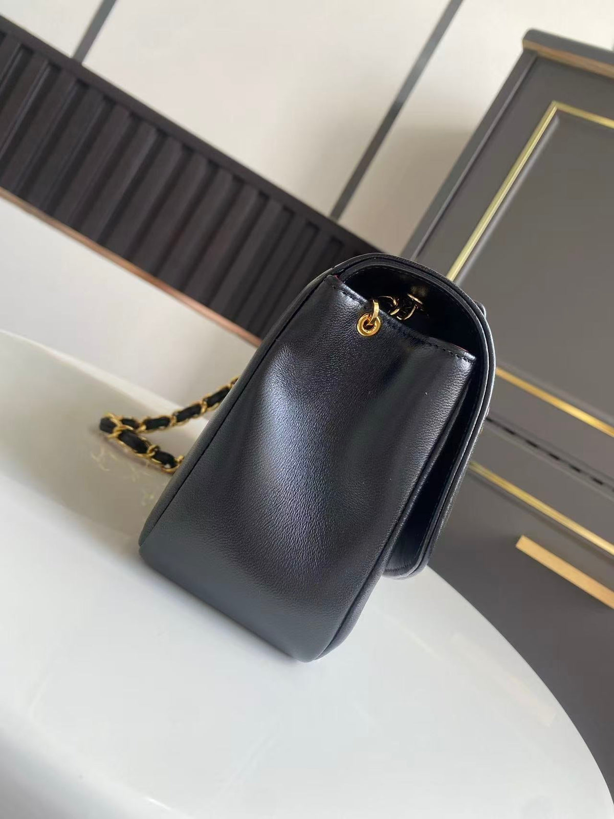 C*C Small Diana Flap Bag Black Lambskin GHW