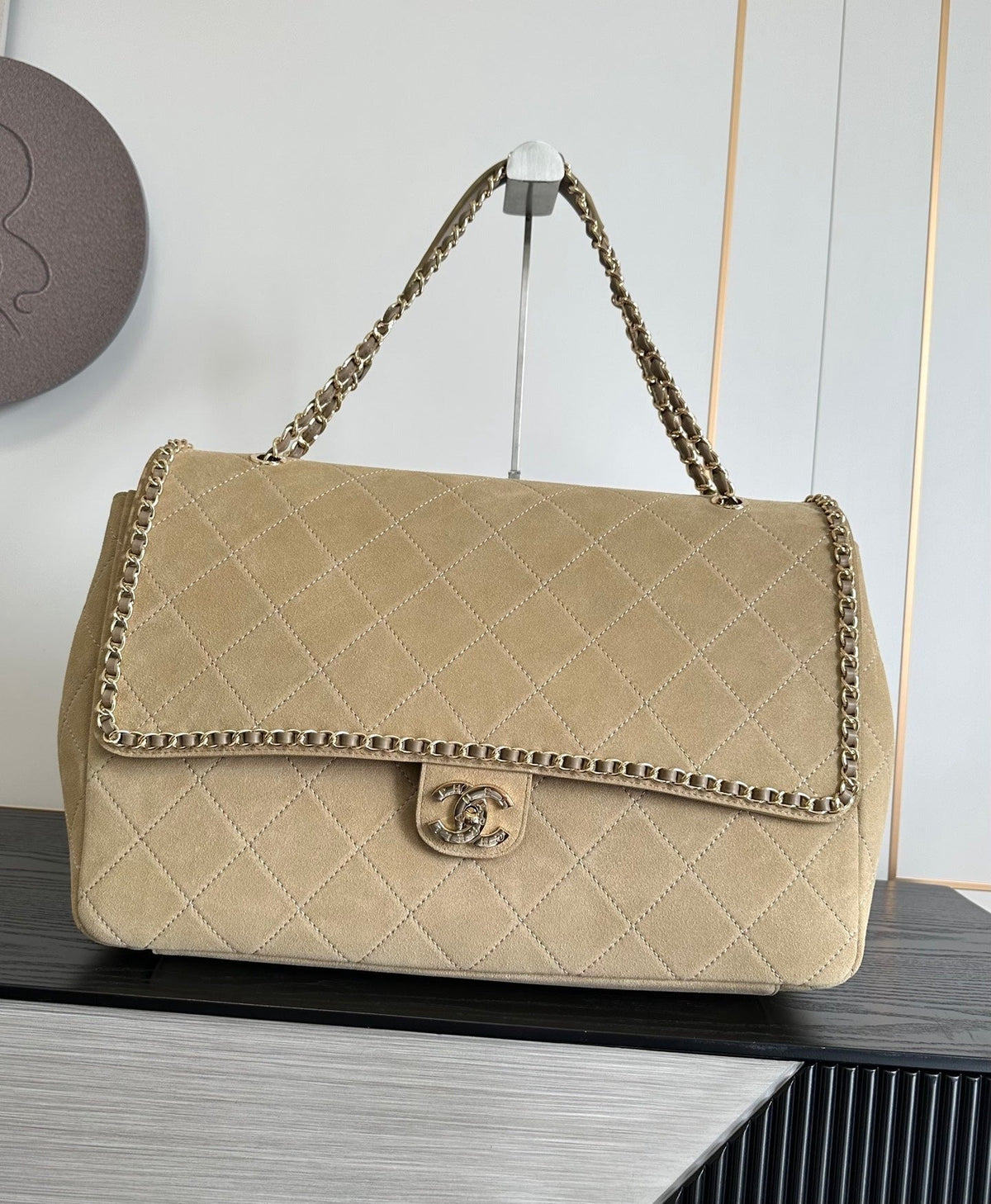 C*C 2026 x Pharrell Williams Suede XXL Flap Bag Suede Leather