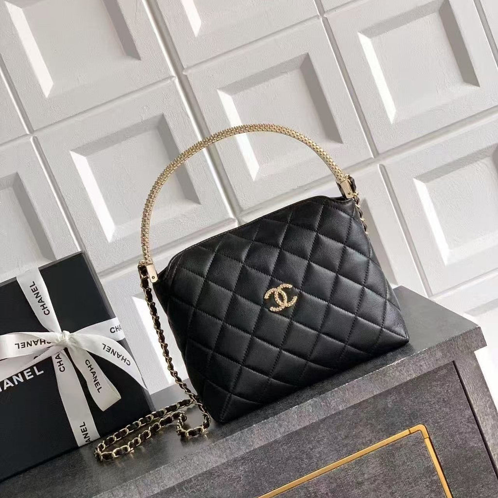 C*C 25 Hobo Mini Handle Bag Black Caviar