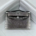 H*M Kelly 22cm Black White Pochette Lizard