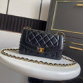 C*C Small Diana Flap Bag Black Lambskin GHW