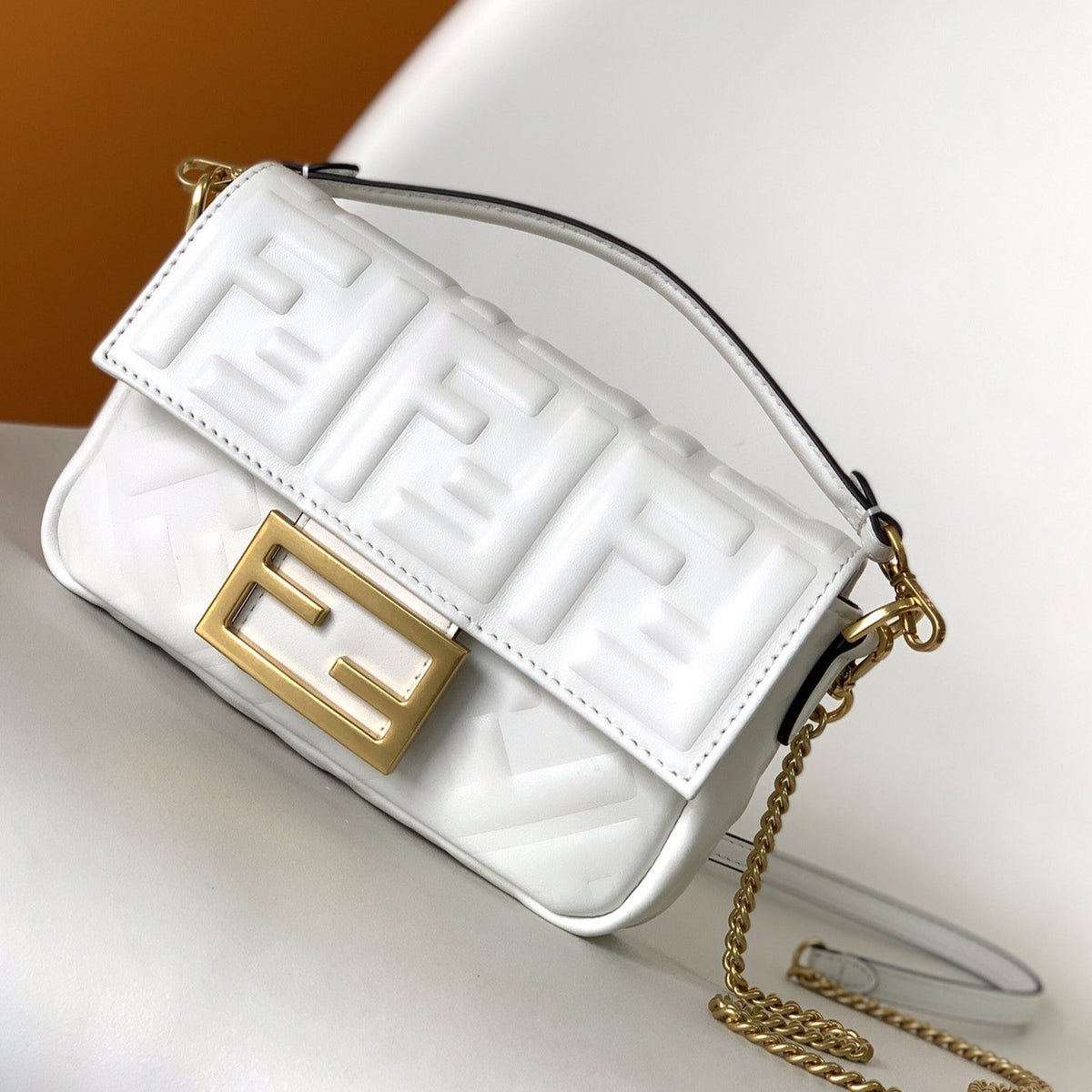 Baguette Bag F*F Motif Leather Ghw