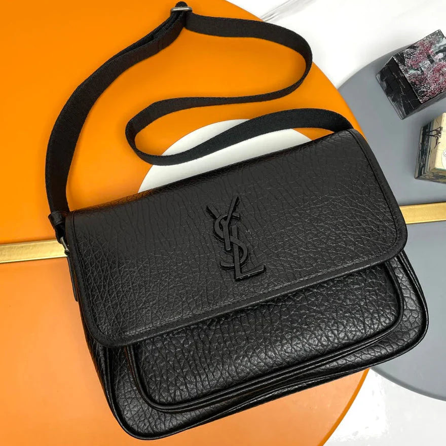 Y*S*L 2026 Niki Messenger Black 28cm Grained Calfskin