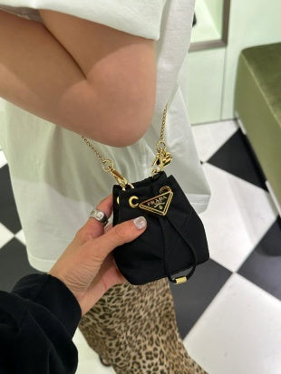 Pr*da Logo-Plaque Mini Bag Black Re-nylon GHW