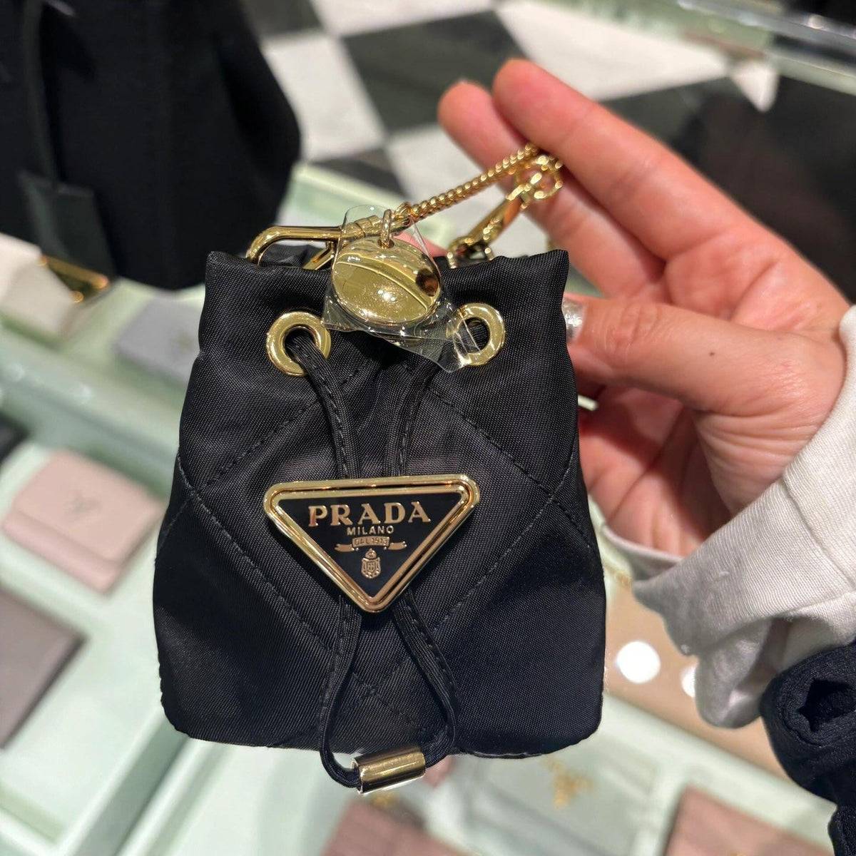 Pr*da Logo-Plaque Mini Bag Black Re-nylon GHW