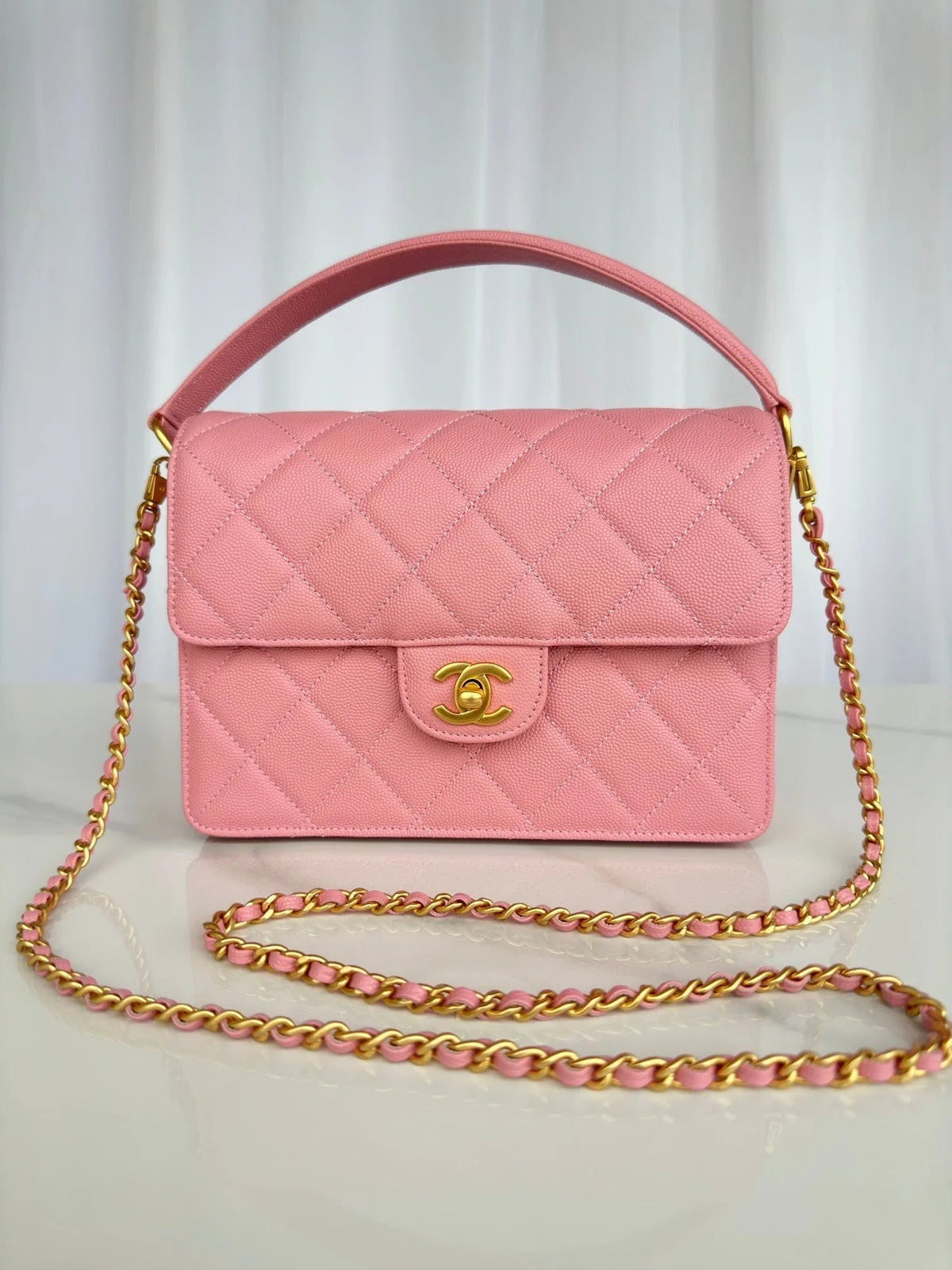 C*C 2026 Flap Bag Top Handle Gum grain Cowhide