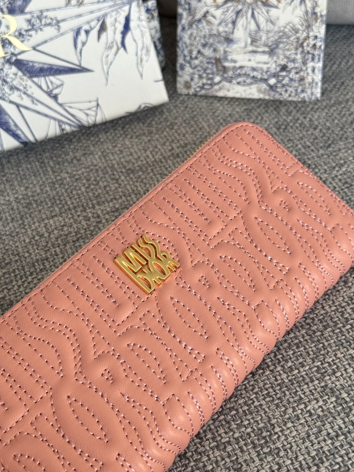 C*D Miss D*or Freesia Zipper Wallet Lambskin GHW